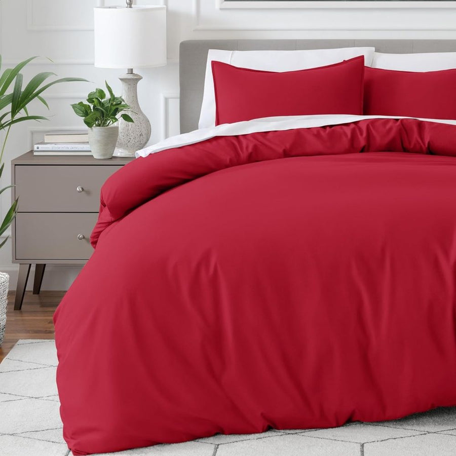 Σετ Παπλωματοθήκη Υπέρδιπλη Κόκκινη 220x240cm 3τμχ Microcotton P-002220 — 1