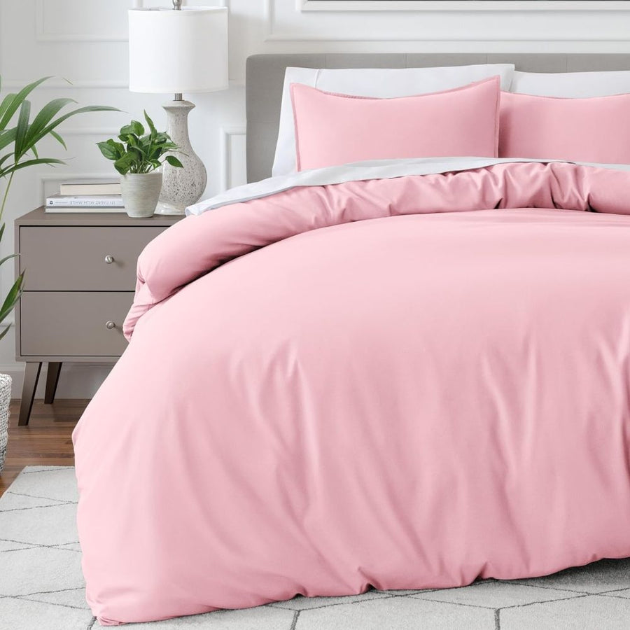 Σετ Παπλωματοθήκη Υπέρδιπλη Ροζ 220x240cm 3τμχ Microcotton P-010220 — 1