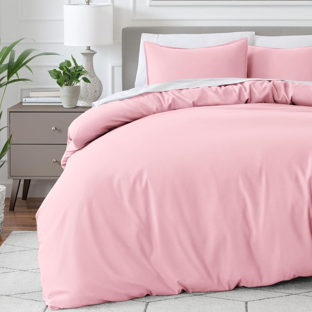 Σετ Παπλωματοθήκη Ημίδιπλη Ροζ 160x240cm 3τμχ Microcotton P-010160