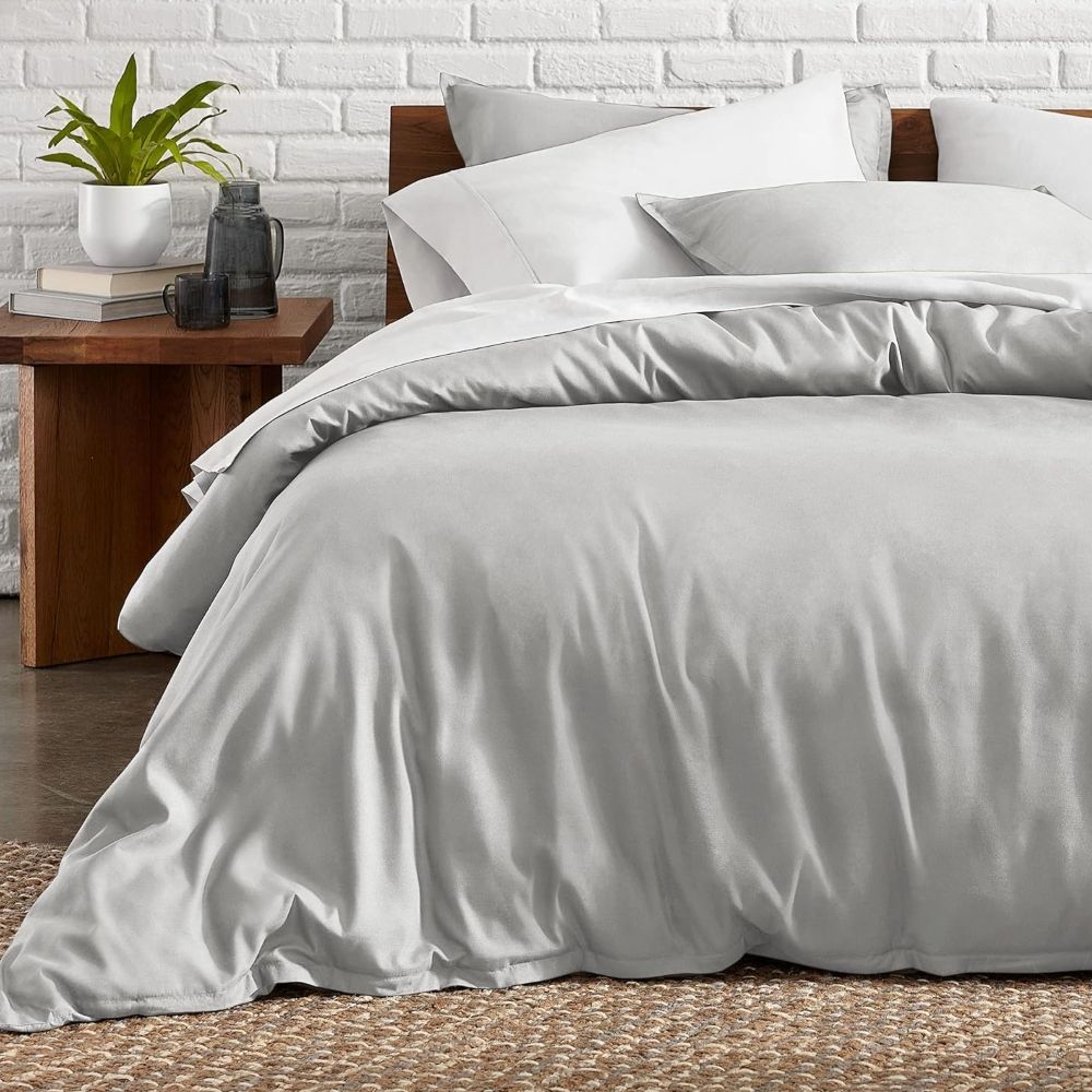 Σετ Παπλωματοθήκη Υπέρδιπλη Γκρι 220x240cm 3τμχ Microcotton P-011220
