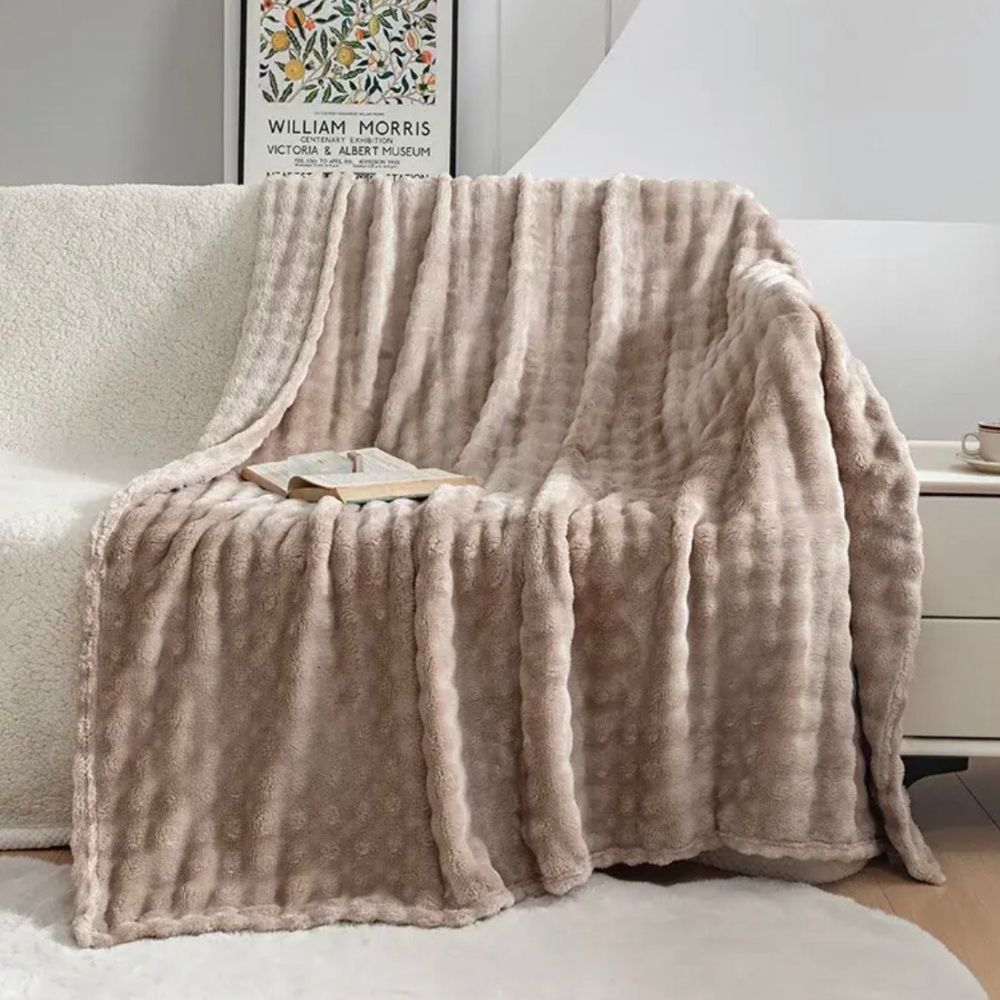 Κουβέρτα Flannel Fleece Μπεζ Ημίδιπλη 160x220cm PPMT-14160