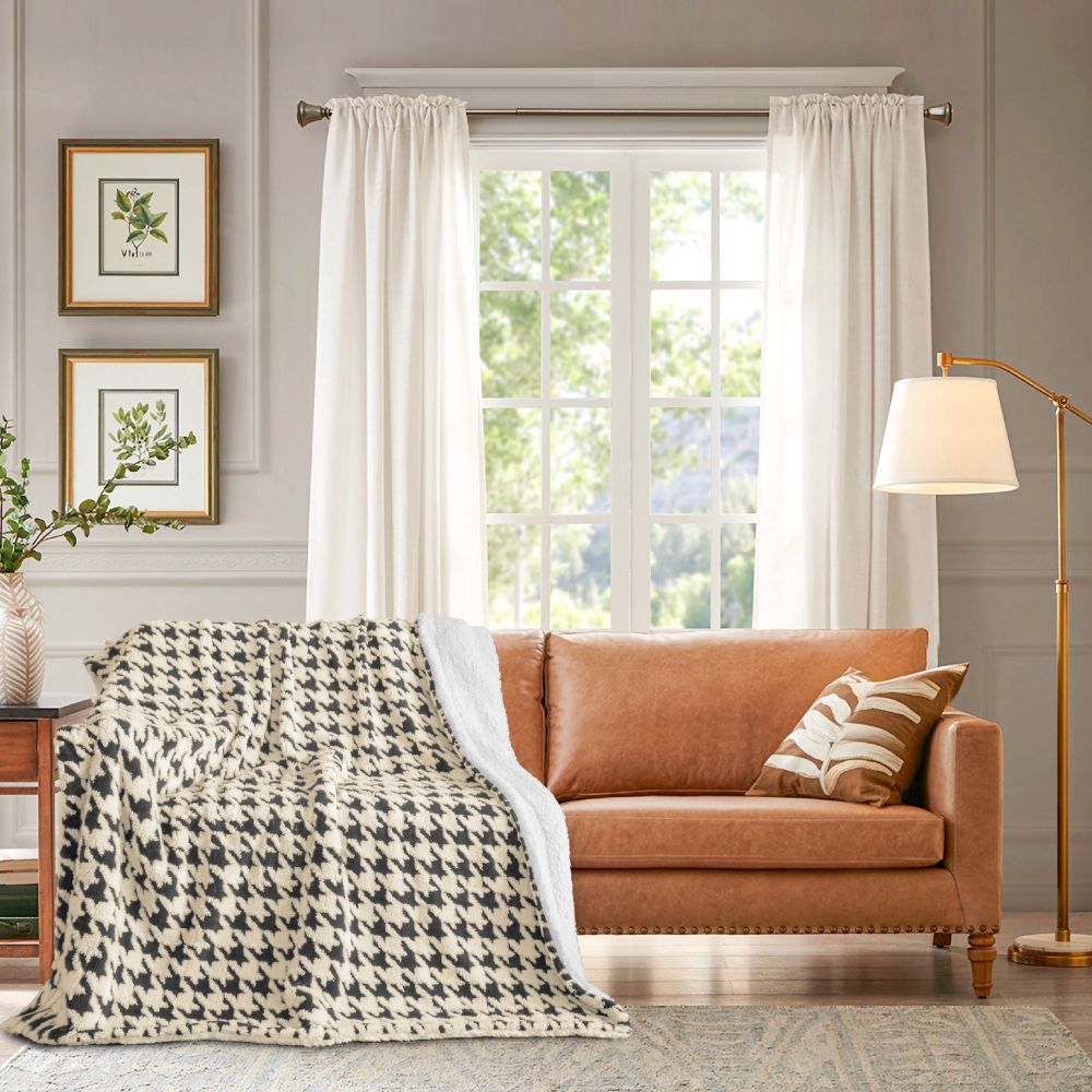Κουβέρτα Sherpa Γούνα Γκρι Σκούρο με Εκρού 220x240cm QNG-11220