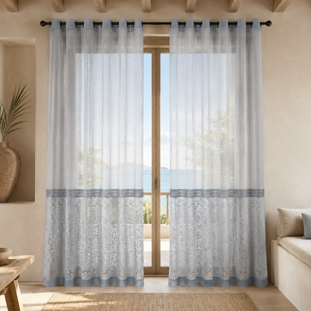Κουρτίνα με Κρίκους Luxury Δαντέλα 270x270cm Γκρι S174-11