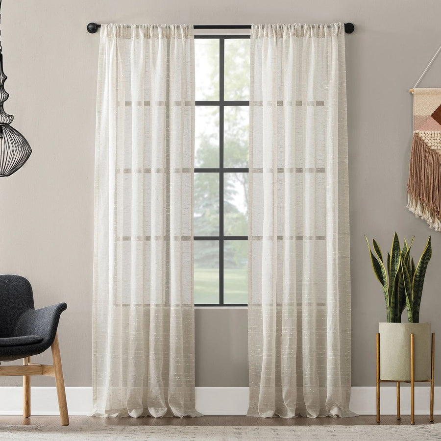 Dots Line Κουρτίνα Ημιδιάφανη Μπεζ Με Κρίκο Υ270xΦ270cm T005-B — 1