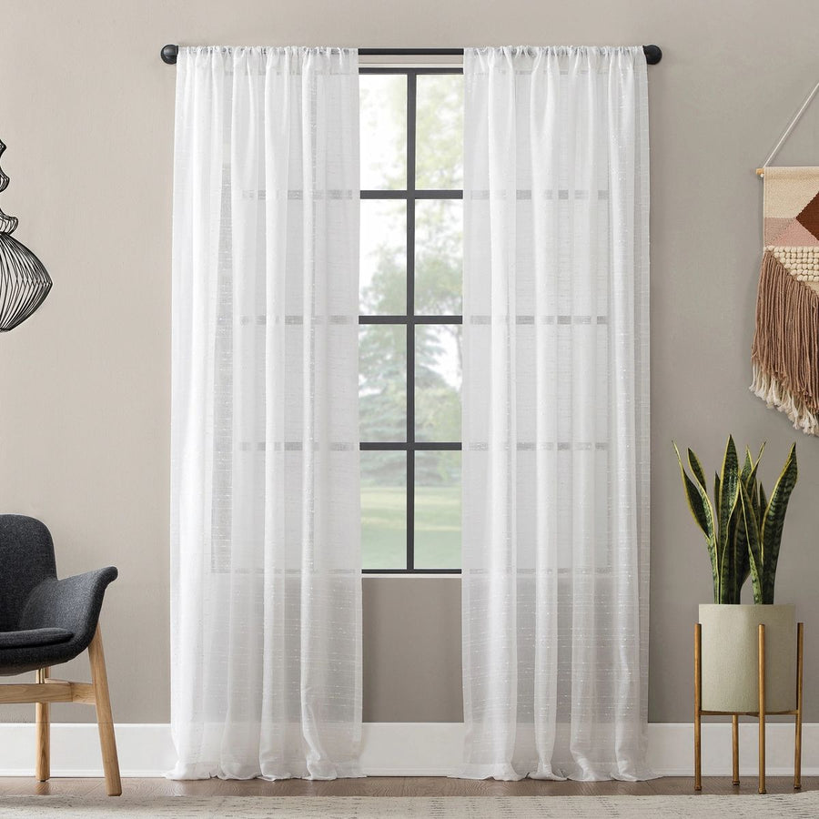 Dots White Line Κουρτίνα Ημιδιάφανη Με Κρίκο Υ270xΦ270cm T005-W — 1