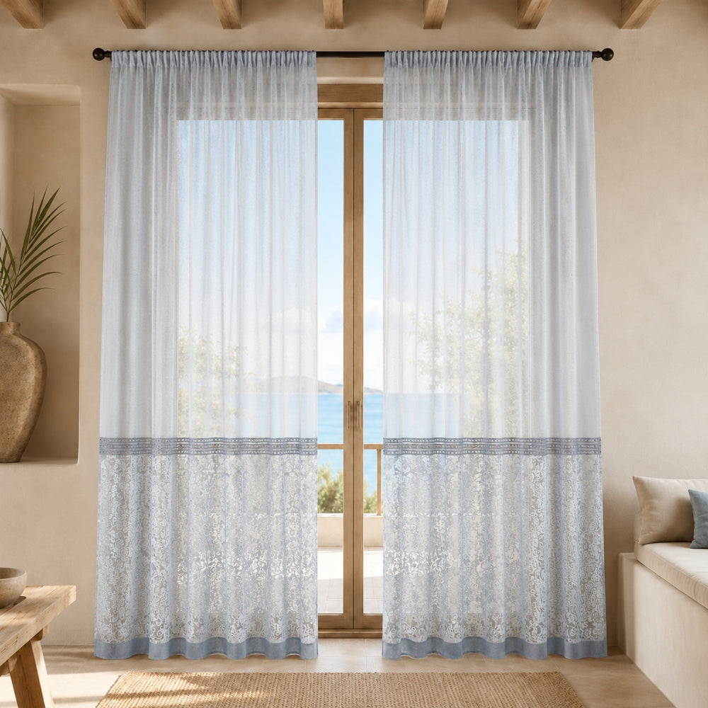 Κουρτίνα με Τρέσα Luxury Δαντέλα 270x270cm Γκρι T174-11