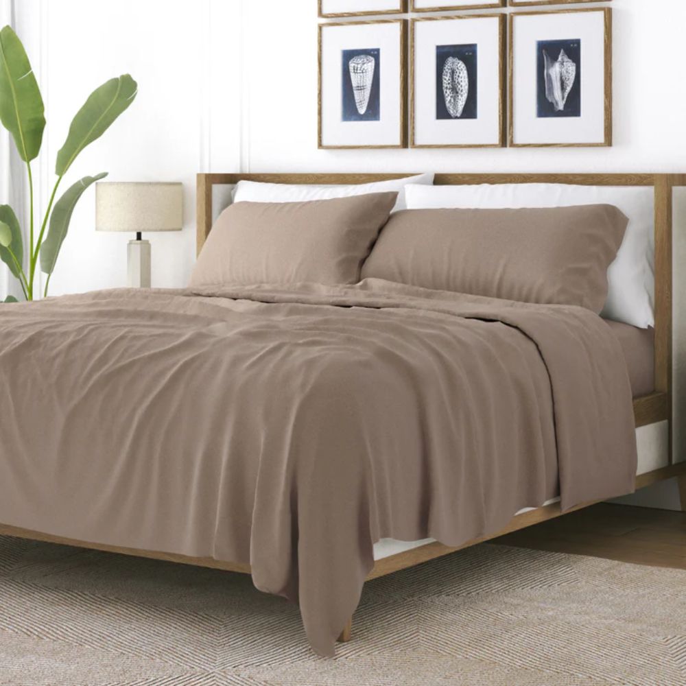 Σετ Σεντόνια Υπέρδιπλα Polycotton 220x240cm Καφέ LU-004220