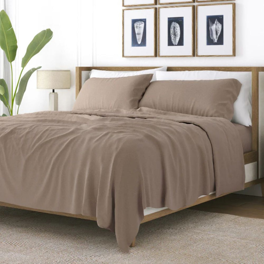 Σετ Σεντόνια Υπέρδιπλα Polycotton 220x240cm Καφέ LU-004220 — 1