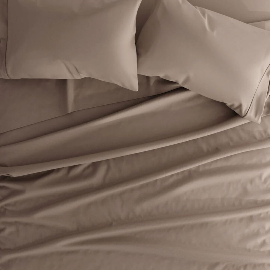 Σεντόνι Καφέ Διπλό Polycotton Με Λάστιχο 160x200+30 Με Μαξιλαροθήκες 804160 — 1