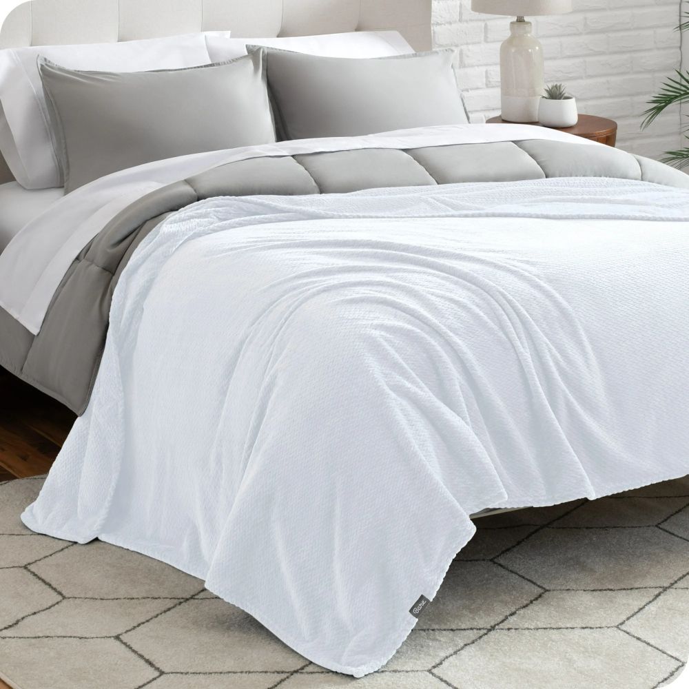 Κουβέρτα Coral Fleece Waves Λευκή Ημίδιπλη 160x220cm BL160-12