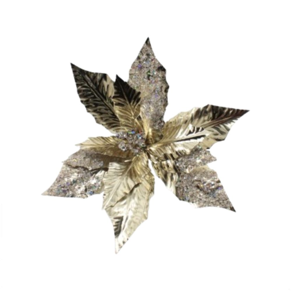 Χρυσό Διακοσμητικό Λουλούδι με Glitter 37cm