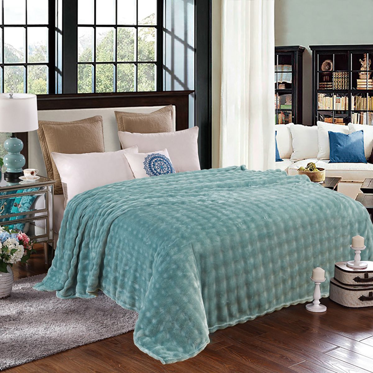 Κουβέρτα Flannel Fleece Πετρόλ Ημίδιπλη 160x220cm PPMT-12160