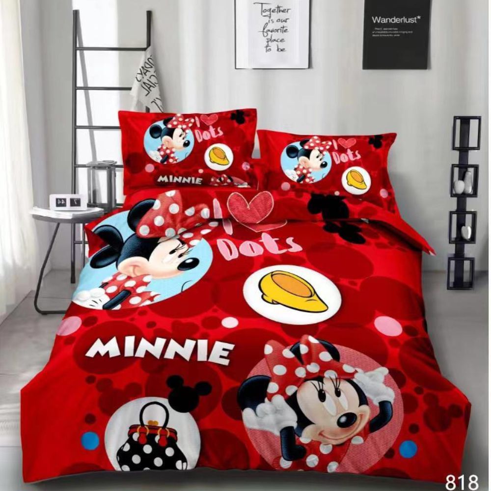 Σετ Παπλωματοθήκη Παιδική Minniee Κόκκινη 3τμχ 160x220cm microcotton